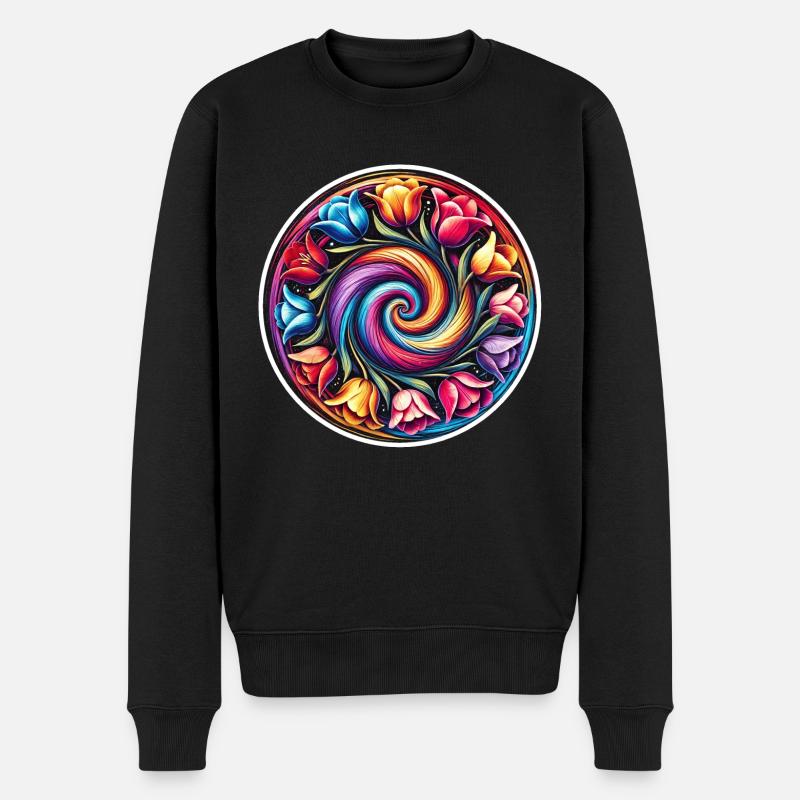 Tulpenkranz bunt - Männer Premium Bio Pullover - Schwarz