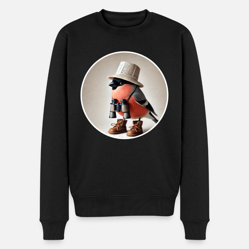Bouvreuil avec jumelles - Pull Premium bio Homme - noir