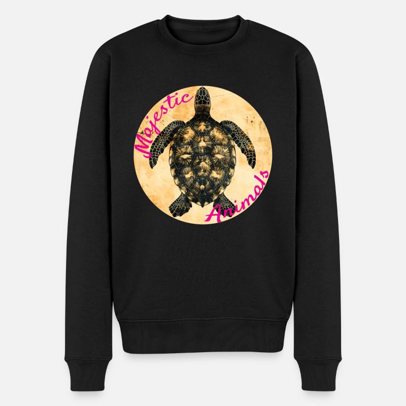 Majestic Animals: Weise Schildkröte - Männer Premium Bio Pullover - Schwarz