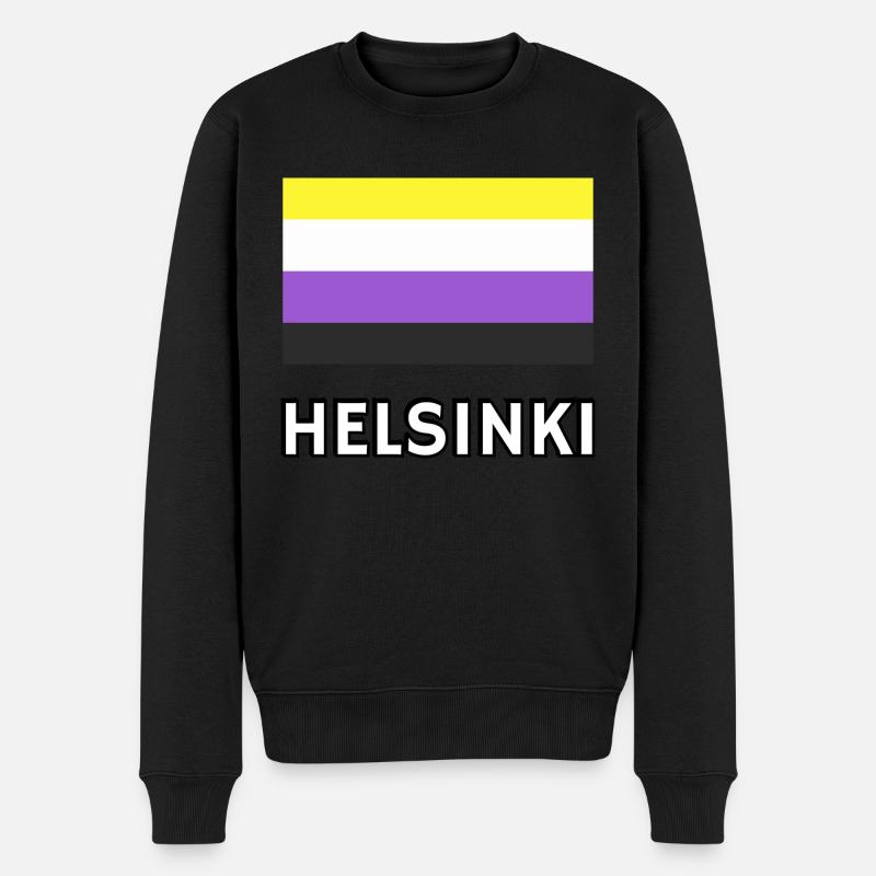 Nicht-binäre Pride Flagge Helsinki - Männer Premium Bio Pullover - Schwarz