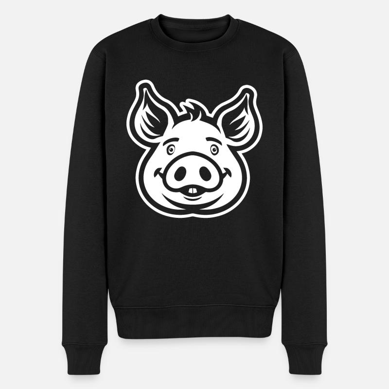 Schwein Schweinchen - Männer Premium Bio Pullover - Schwarz