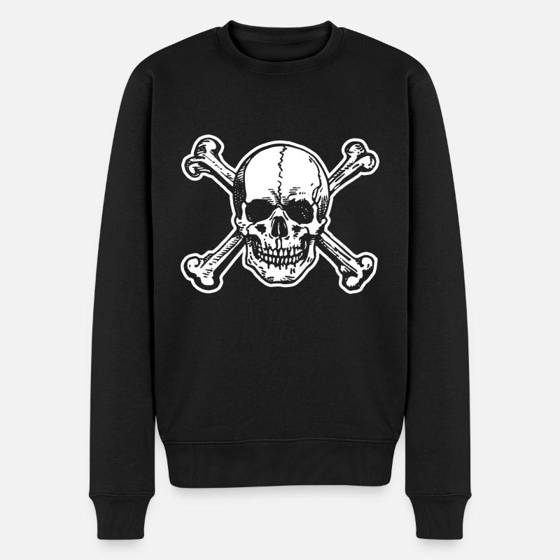 Totenkopf Pirat - Männer Premium Bio Pullover - Schwarz