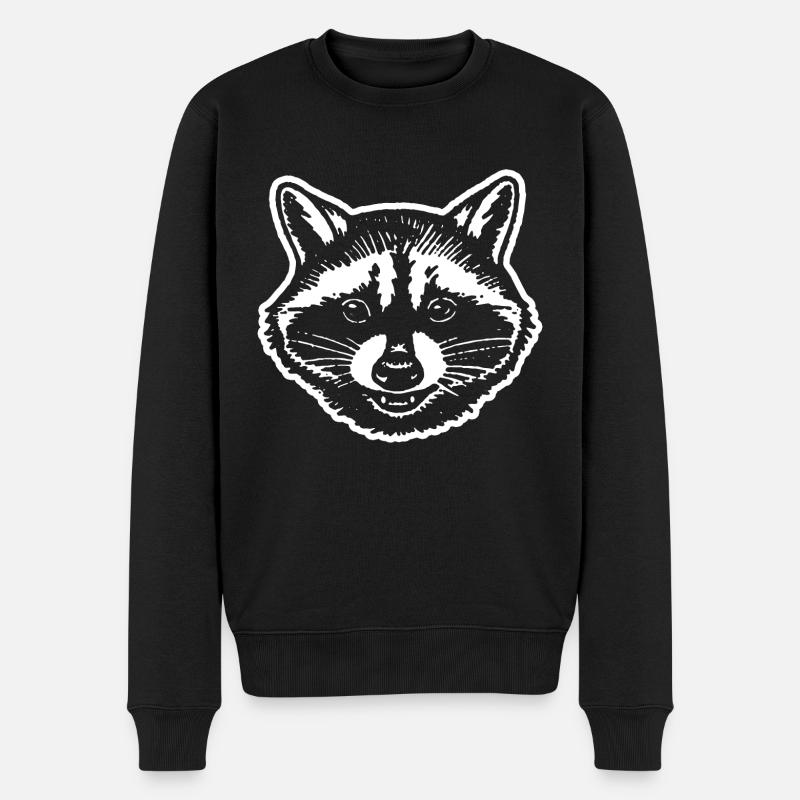 Waschbär - Männer Premium Bio Pullover - Schwarz