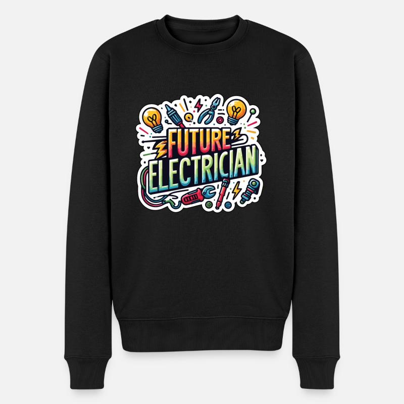 Zukünftiger Elektriker - Männer Premium Bio Pullover - Schwarz