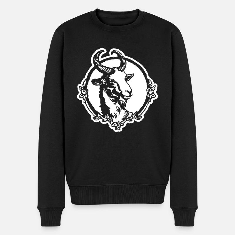 Steinbock Ziege - Männer Premium Bio Pullover - Schwarz