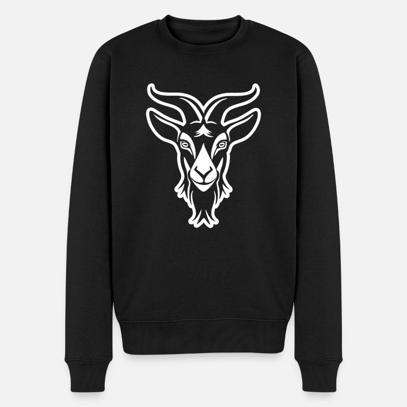 Ziege Steinbock Ziegenbock - Männer Premium Bio Pullover - Schwarz