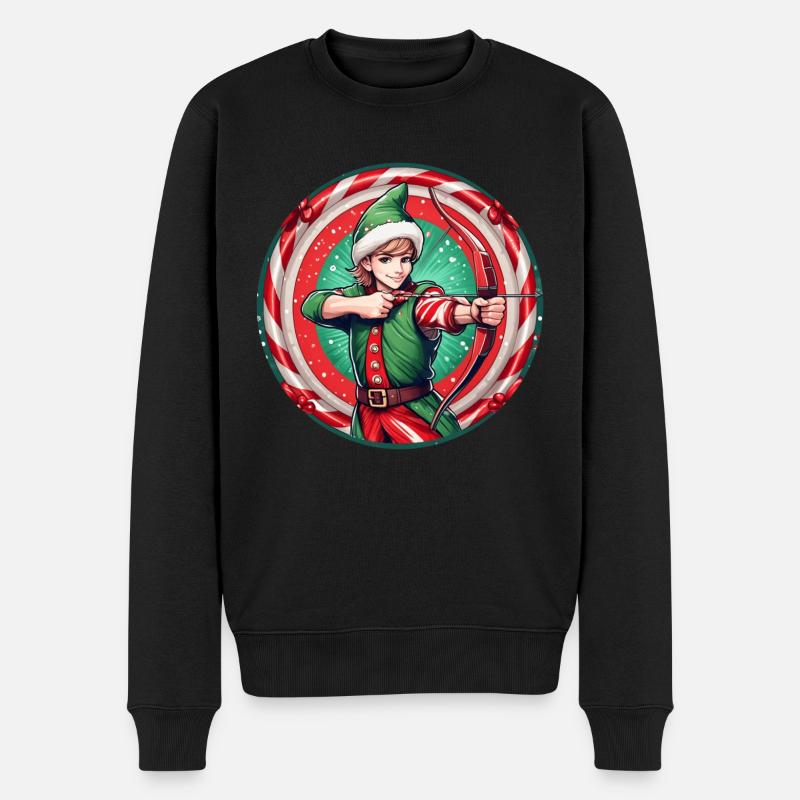Weihnachtself Bogenschießen - Männer Premium Bio Pullover - Schwarz