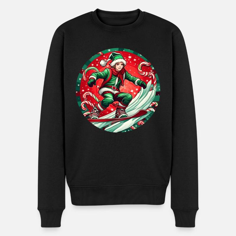 Elfe de Noël Snowboard - Pull Premium bio Homme - noir