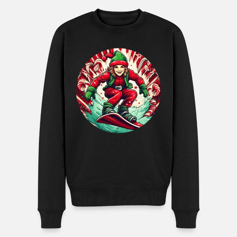 Elfe de Noël Snowboard - Pull Premium bio Homme - noir
