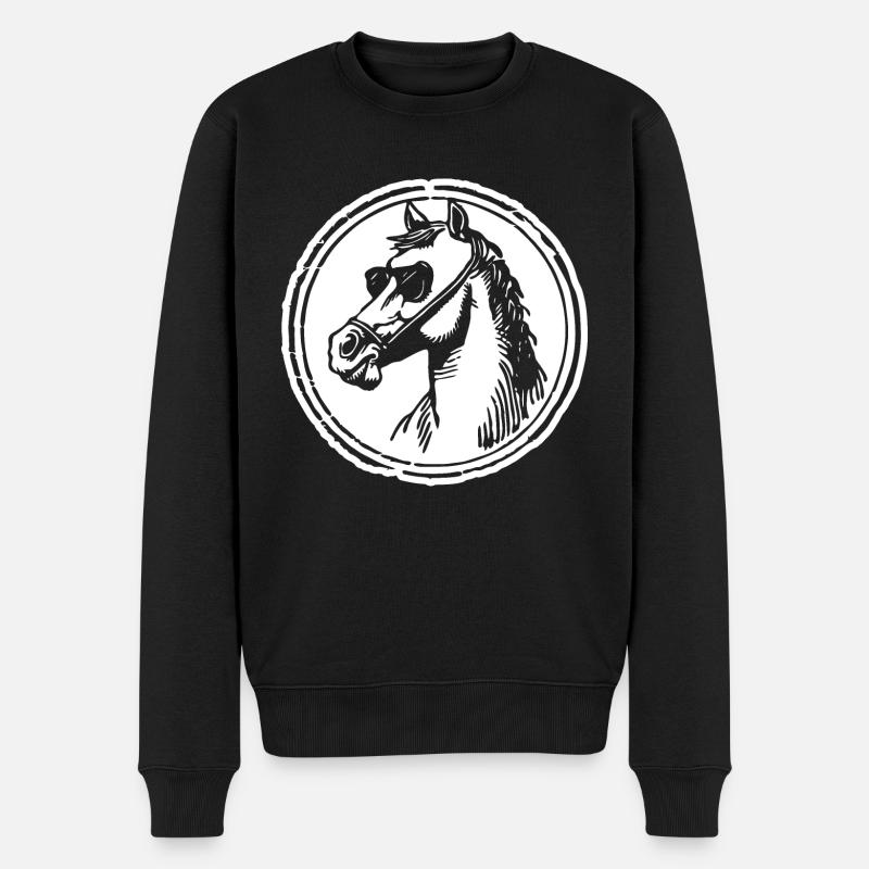 Pferd Pferde Pferdekopf - Männer Premium Bio Pullover - Schwarz