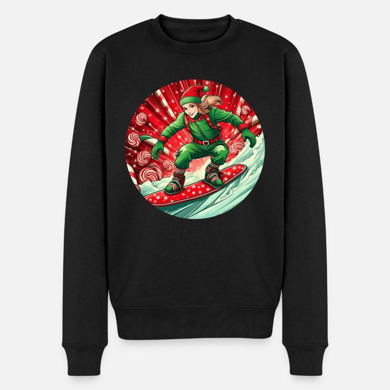 Elfe de Noël Snowboard - Pull Premium bio Homme - noir