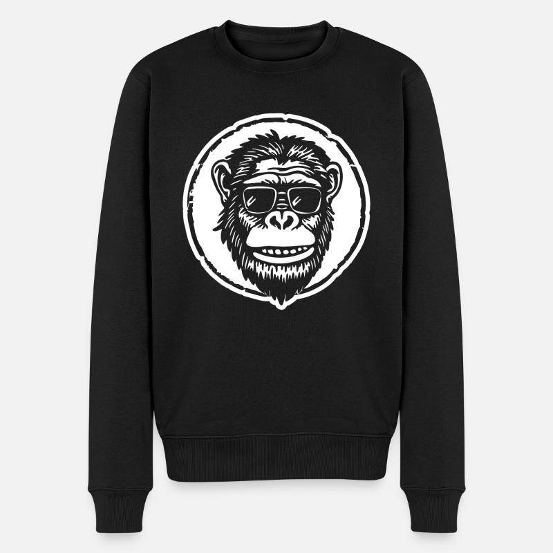 Affe Affengesicht - Männer Premium Bio Pullover - Schwarz