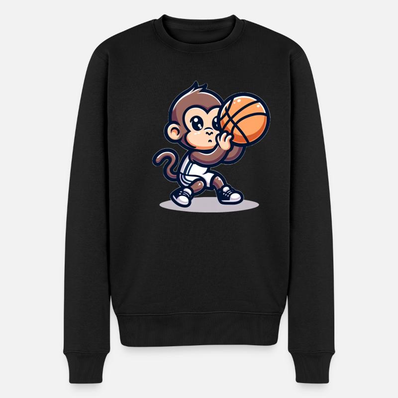 Mignon Joueur De Basket-ball Singe - Pull Premium bio Homme - noir