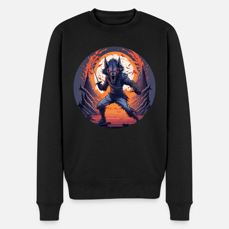 Gruseliges Halloween-partykostüm Werwolf-kostüm - Pull Premium bio Homme - noir