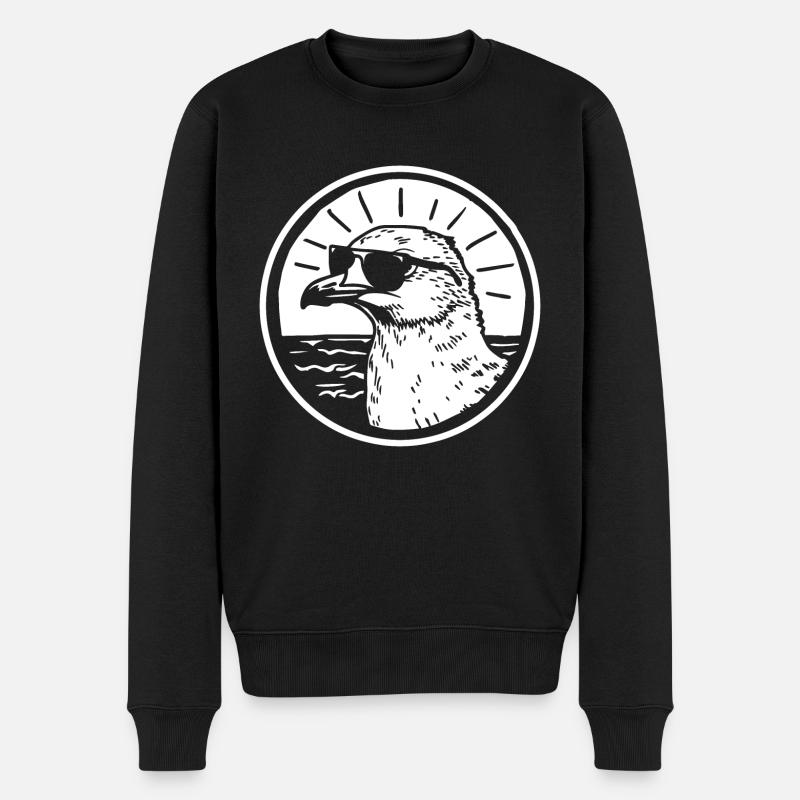 Möwe - Männer Premium Bio Pullover - Schwarz