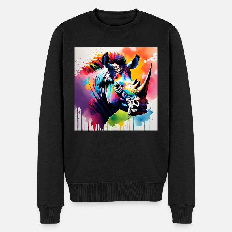 Nashorn - Männer Premium Bio Pullover - Schwarz