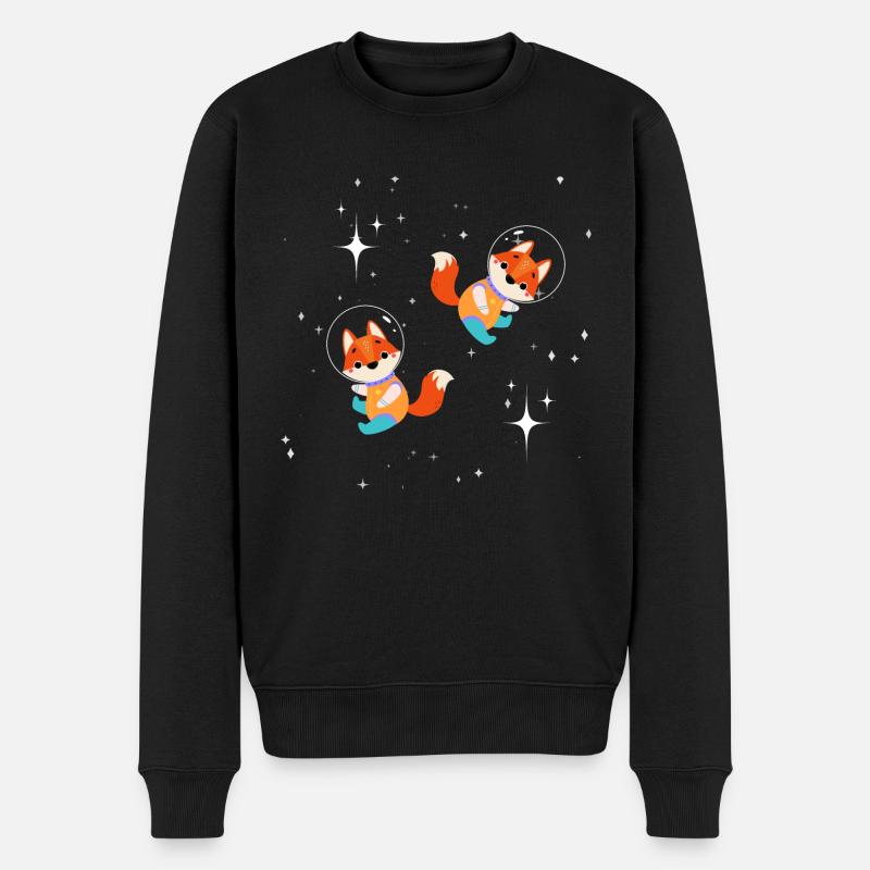 Astronaut Fuchs - Männer Premium Bio Pullover - Schwarz