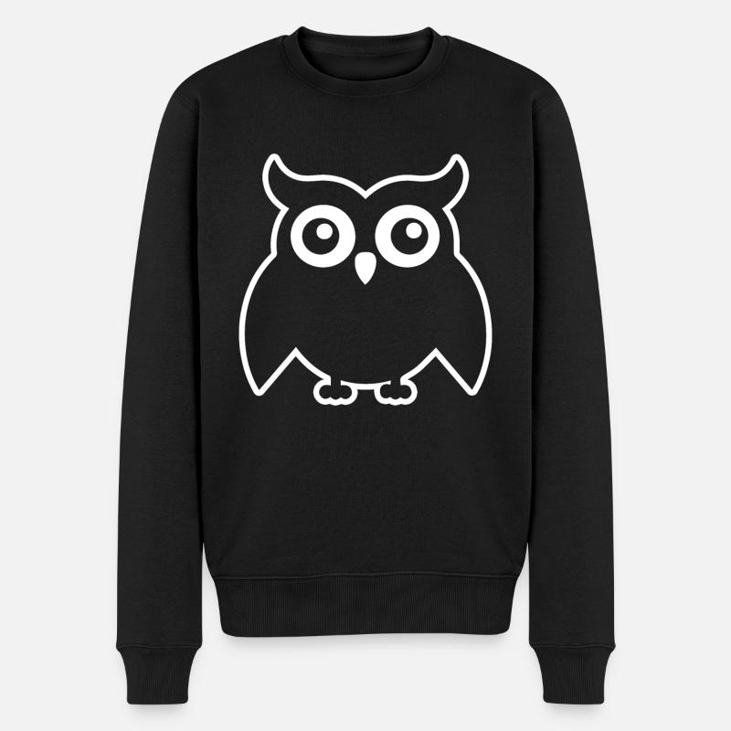 Eule - Männer Premium Bio Pullover - Schwarz