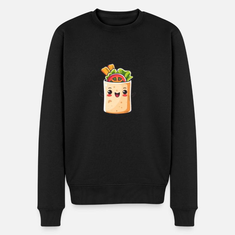 Süßer Burrito Comic - Männer Premium Bio Pullover - Schwarz