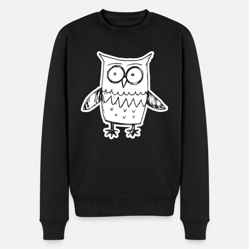 Eule Eulen Vogel - Männer Premium Bio Pullover - Schwarz