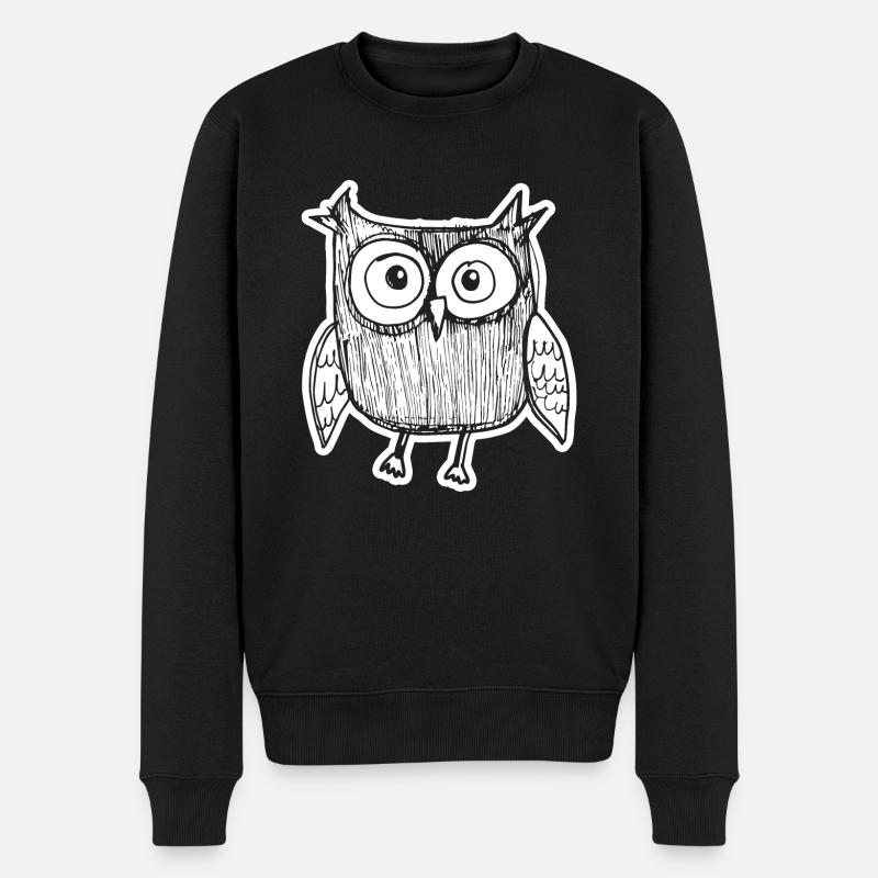 Eule Eulen Vogel - Männer Premium Bio Pullover - Schwarz