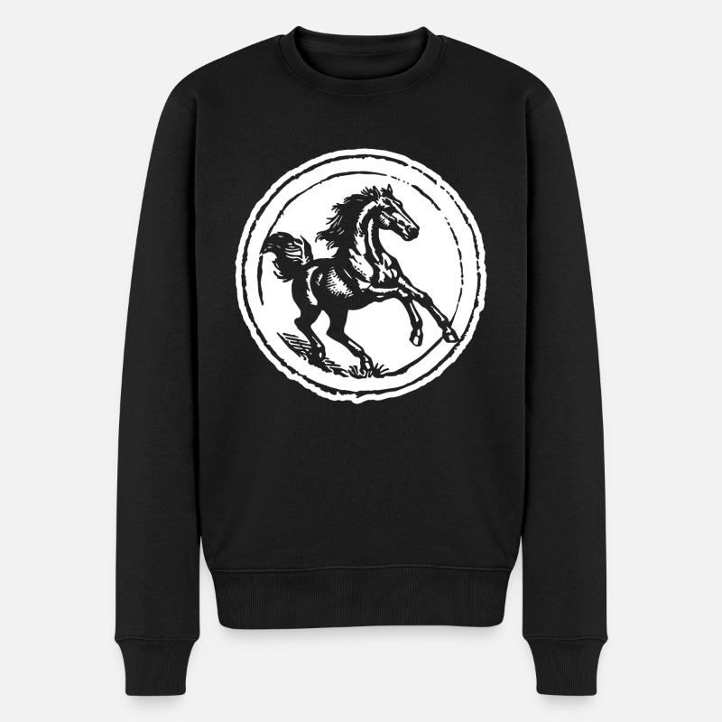 Cheval Chevaux Équitation Cavalier - Pull Premium bio Homme - noir