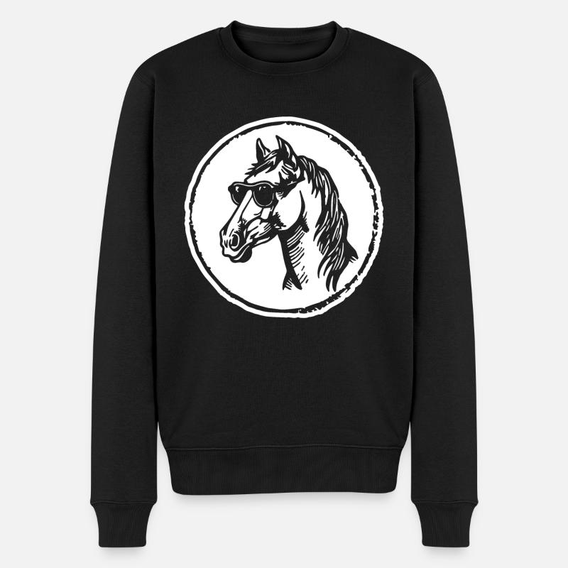 Cheval Chevaux Équitation Cavalier - Pull Premium bio Homme - noir