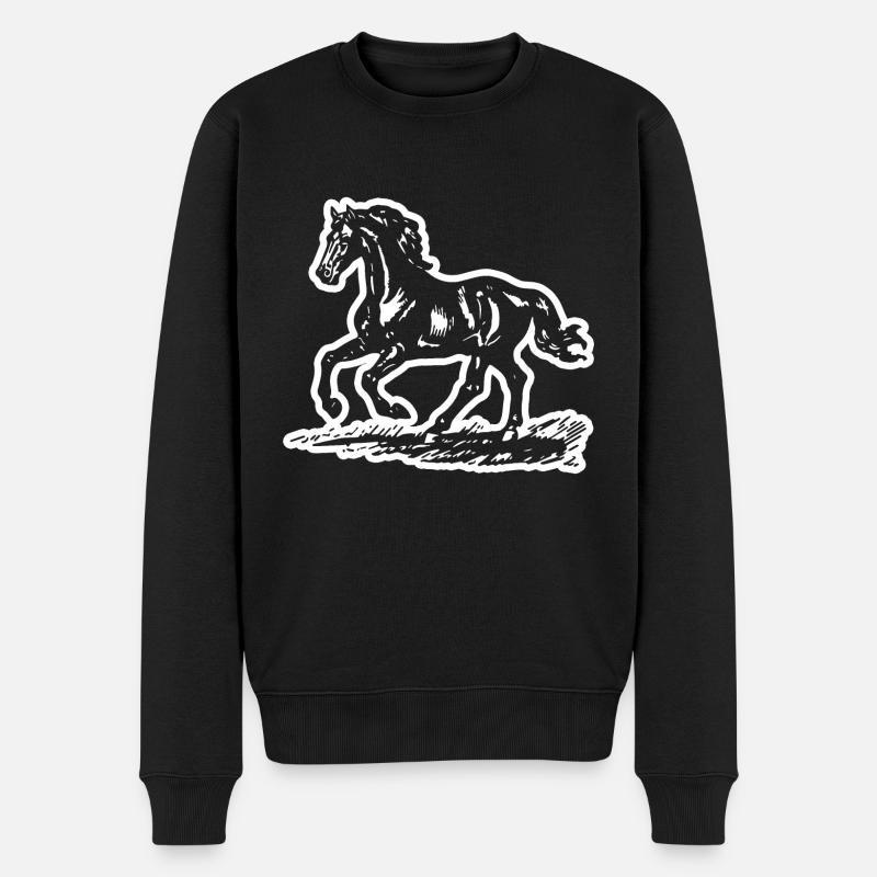 Cheval Chevaux Équitation Cavalier - Pull Premium bio Homme - noir