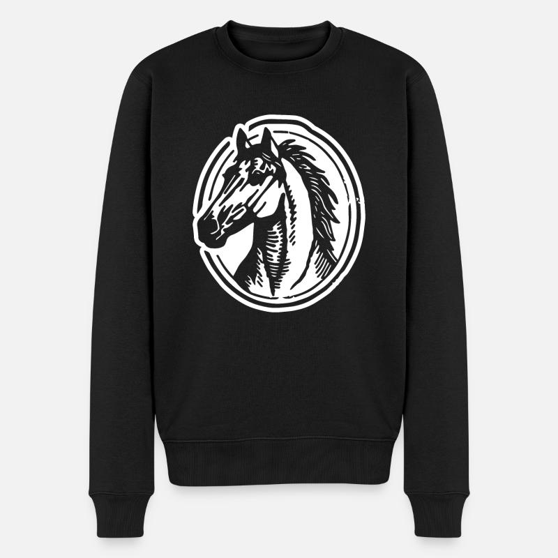 Cheval Chevaux Équitation Cavalier - Pull Premium bio Homme - noir