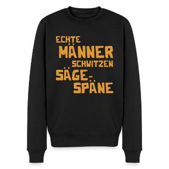 Echte Männer schwitzen Sägespäne - Kettensäge - Männer Premium Bio Pullover - Schwarz - Vorne - Nico (187cm)