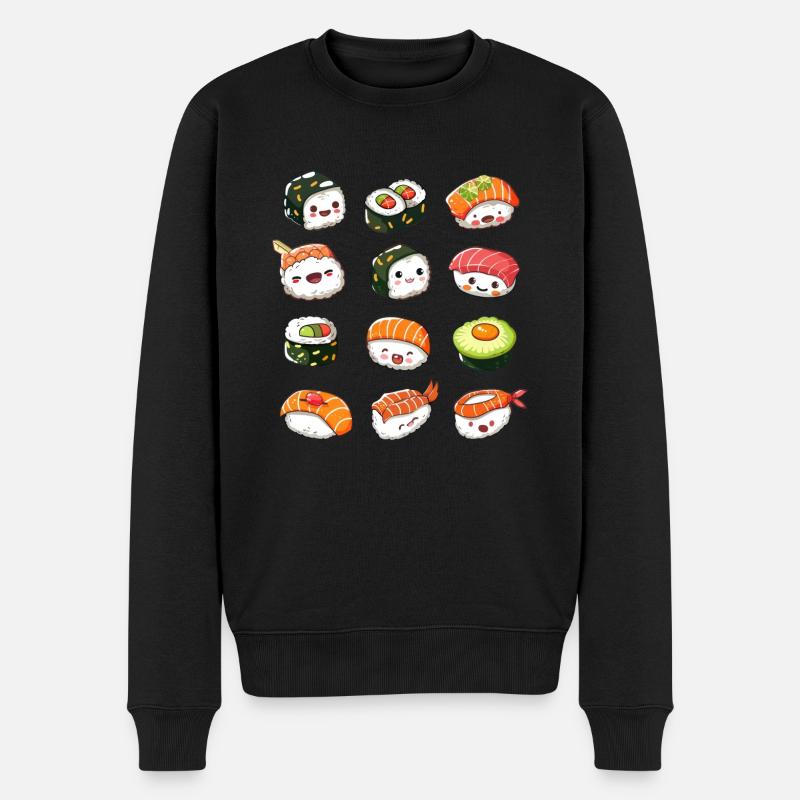 Kawaii Sushi Japan - Männer Premium Bio Pullover - Schwarz