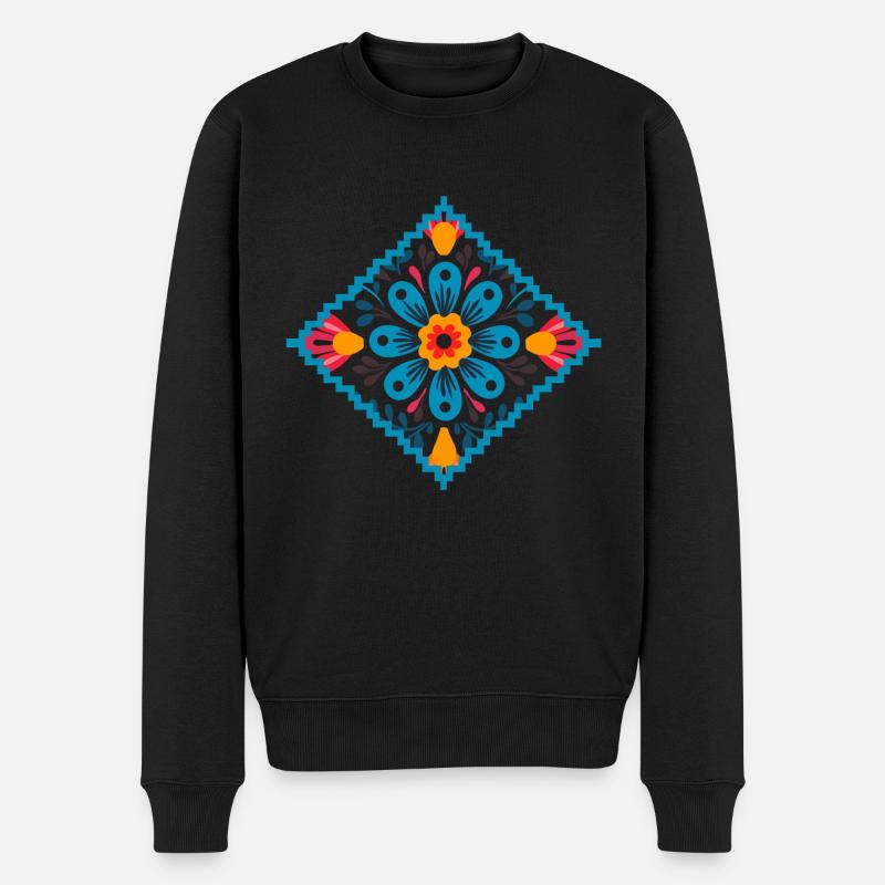 Géométrie florale - Pull Premium bio Homme - noir