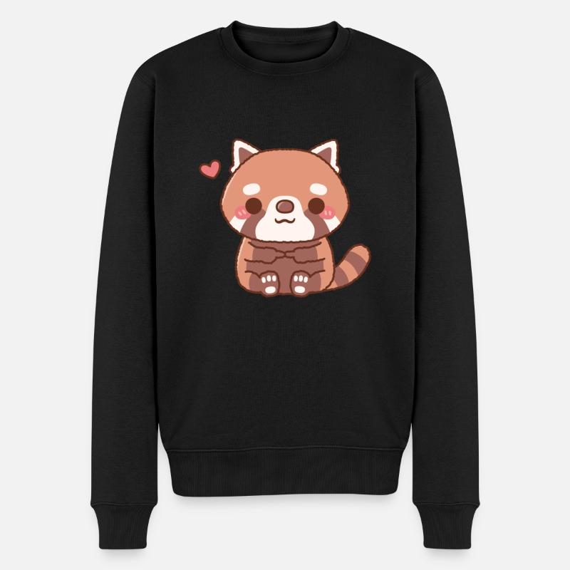Niedlicher schüchterner roter Panda - Männer Premium Bio Pullover - Schwarz