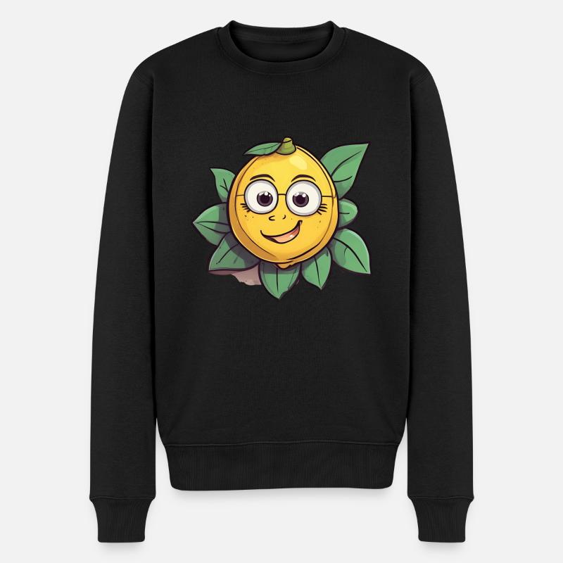 Zitrone Zitrus Frucht Obst - Männer Premium Bio Pullover - Schwarz