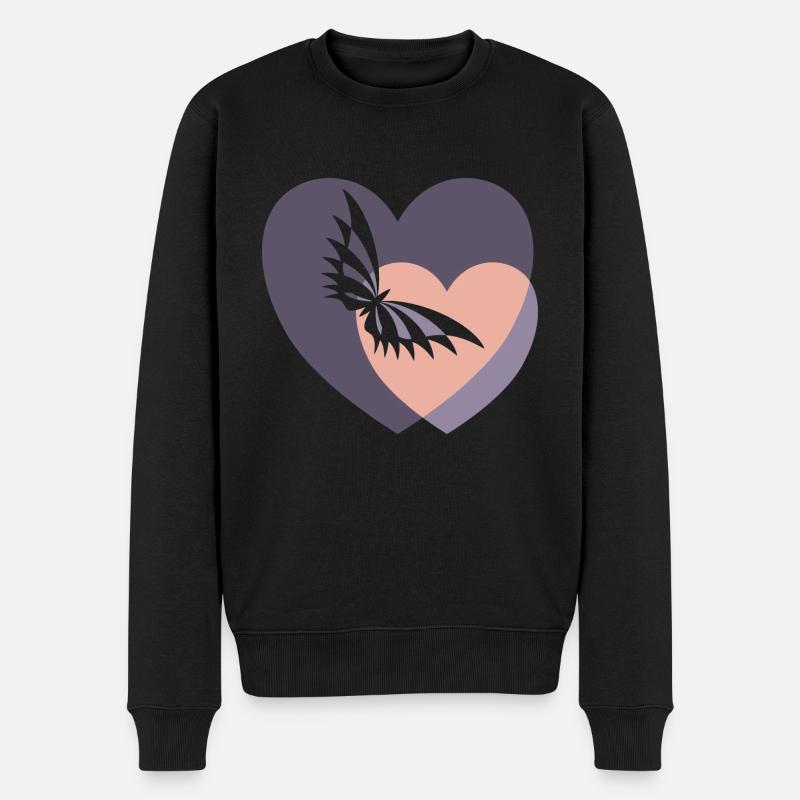 Papillon en 2 coeurs - Pull Premium bio Homme - noir