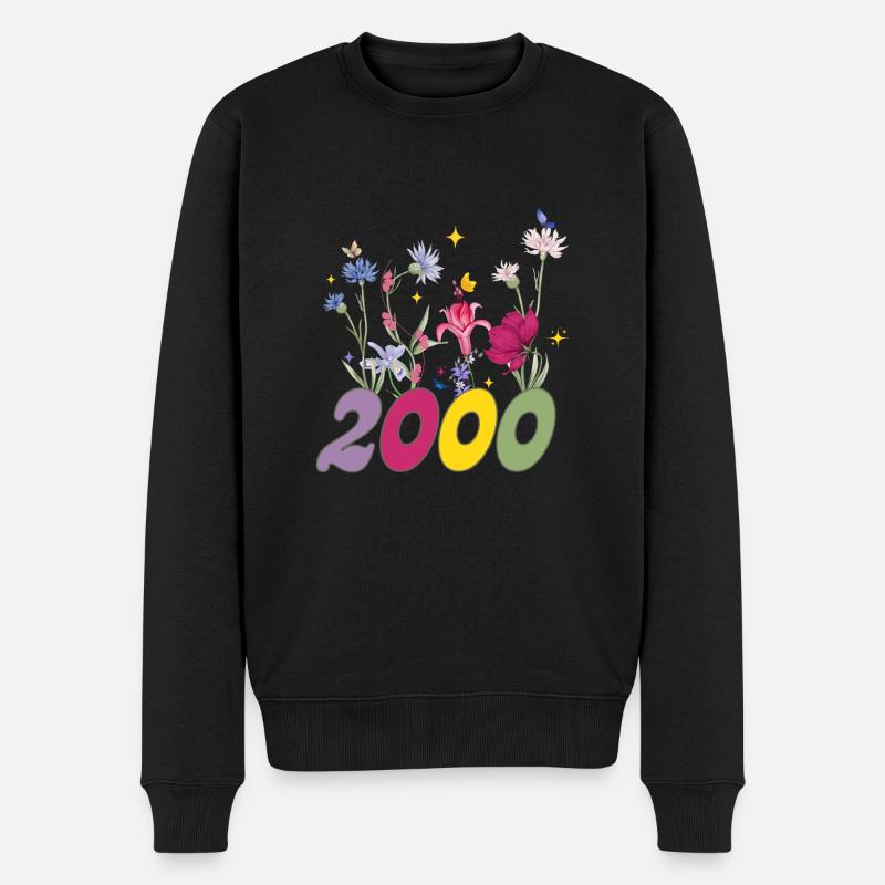 Geburtsjahr 2000 Wildblumen - Männer Premium Bio Pullover - Schwarz
