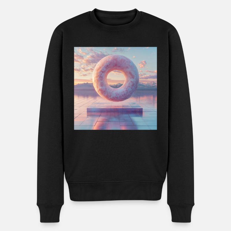3D schwebender Donut - Männer Premium Bio Pullover - Schwarz
