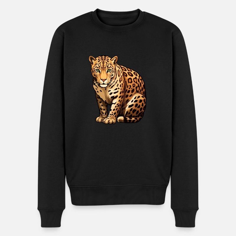 Leopard - Männer Premium Bio Pullover - Schwarz