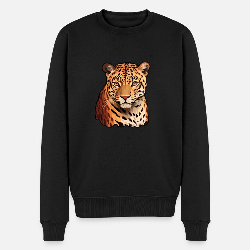 Leopard - Männer Premium Bio Pullover - Schwarz