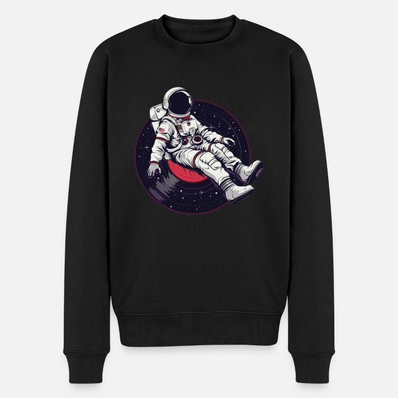 astronaute disque vinyle musique vinyle - Pull Premium bio Homme - noir