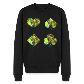 Spielkarten - Männer Premium Bio Pullover - Schwarz - Vorne - Nico (187cm)