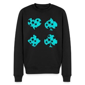Spielkarten - Männer Premium Bio Pullover - Schwarz - Vorne - Nico (187cm)
