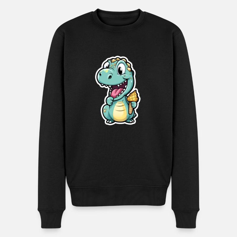 Dino eats cream - Men's Premium Organic Jumper - black