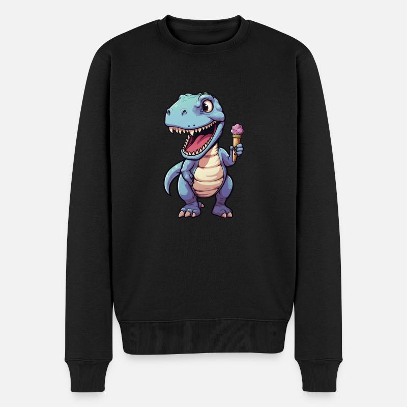 Dino isst Eis - Männer Premium Bio Pullover - Schwarz