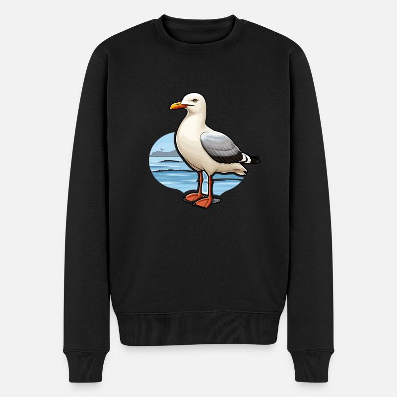 Oiseau de mer Mouette - Pull Premium bio Homme - noir