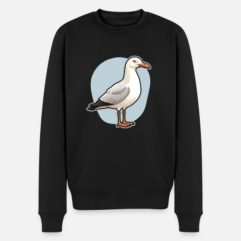 Möwe Seevogel - Männer Premium Bio Pullover - Schwarz
