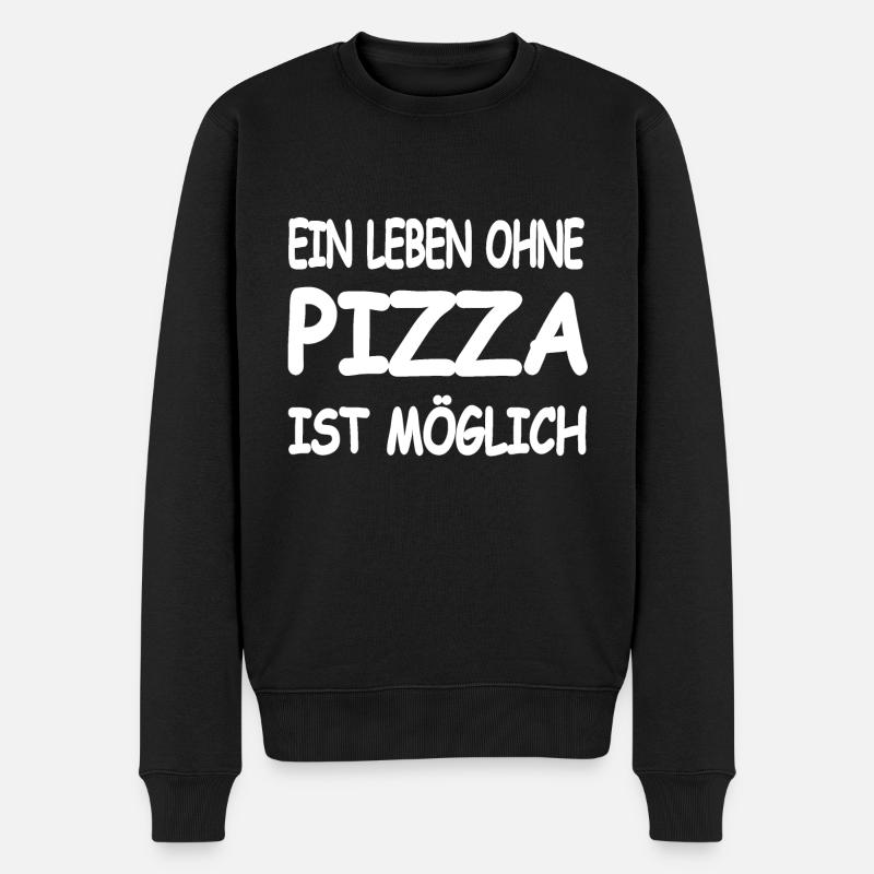 Pizza - Männer Premium Bio Pullover - Schwarz