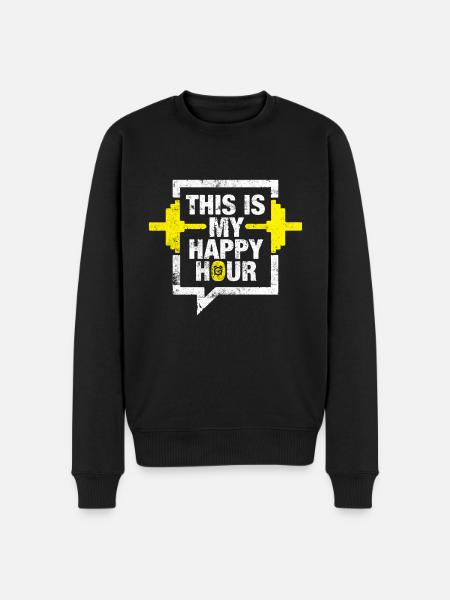 Gym quotes happy hour - Men's Premium Organic Jumper - black