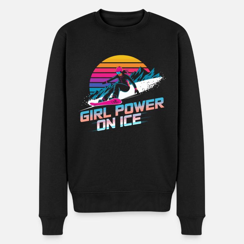 Weibliche Power-Snowboarderin - Männer Premium Bio Pullover - Schwarz