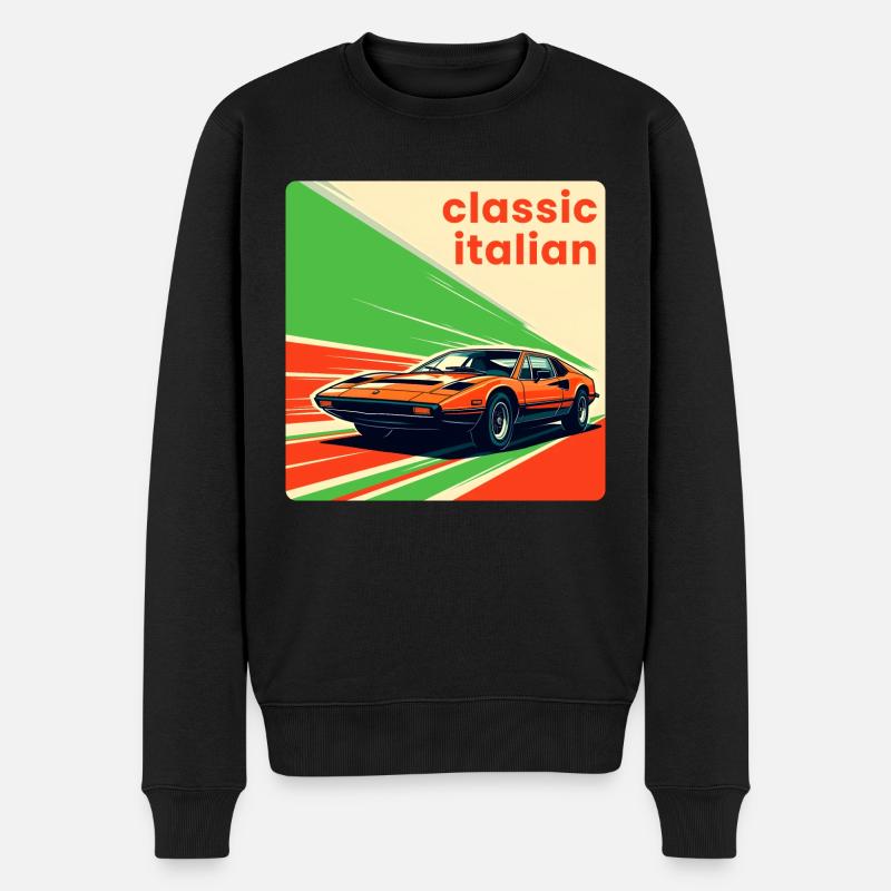 Klassischer italienischer Sportwagen - Männer Premium Bio Pullover - Schwarz